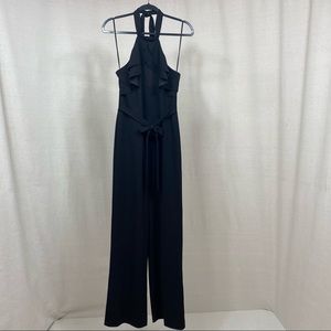 BEBE Halter Black Wide Leg Jumpsuit